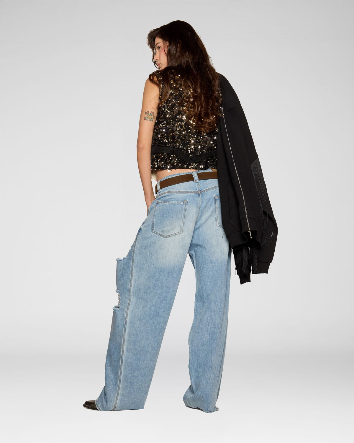 Ripped Wide-Leg Jeans