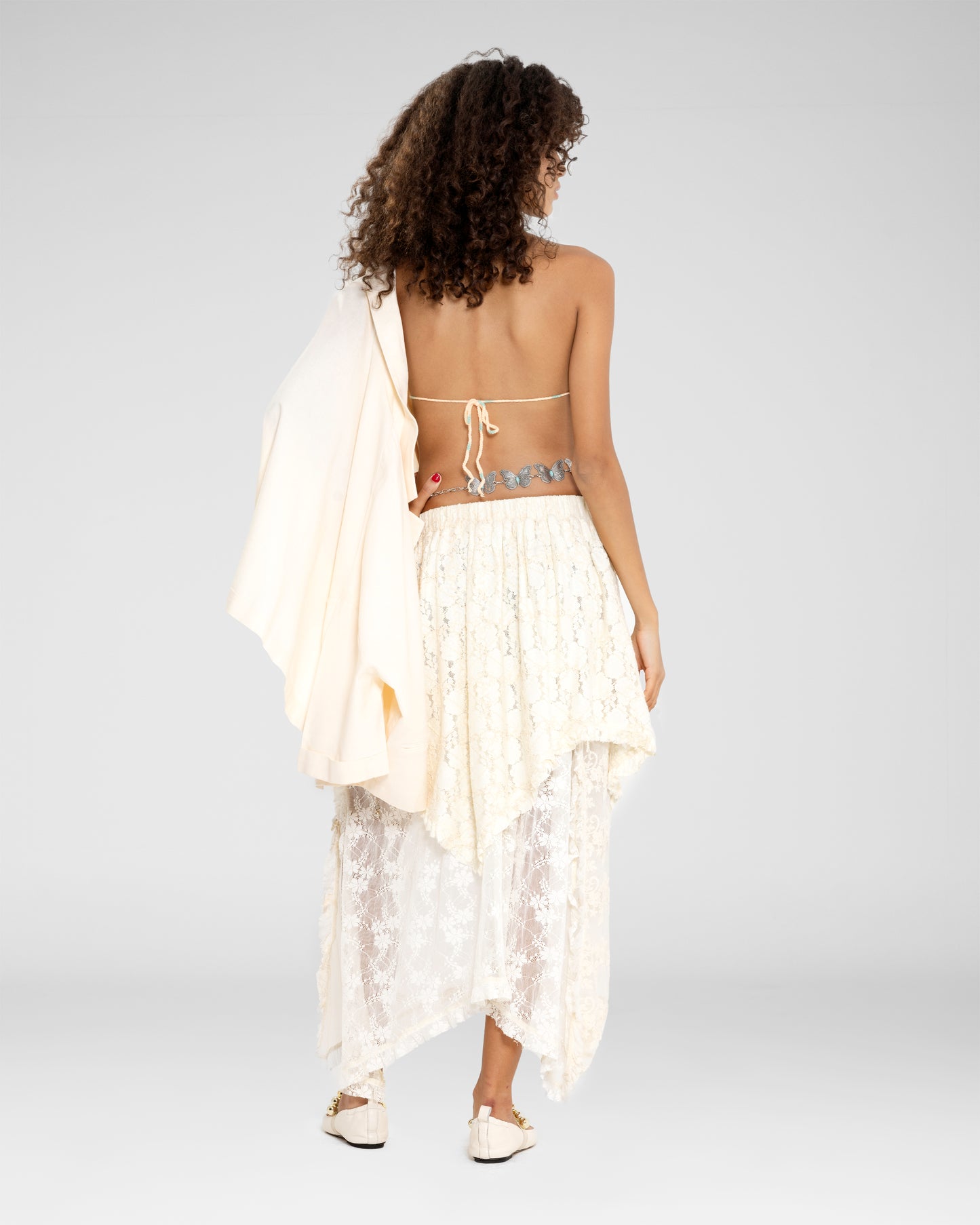 Asymmetrical Lace Overlay Skirt