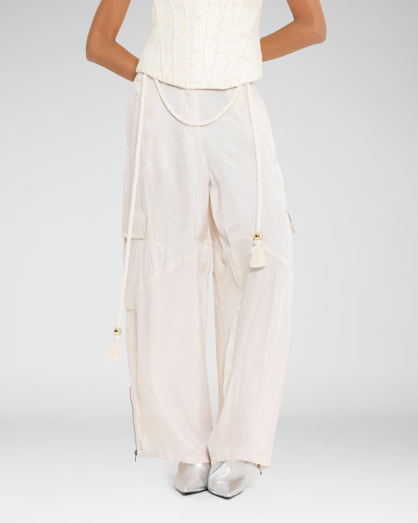 Satin Cargo Pants