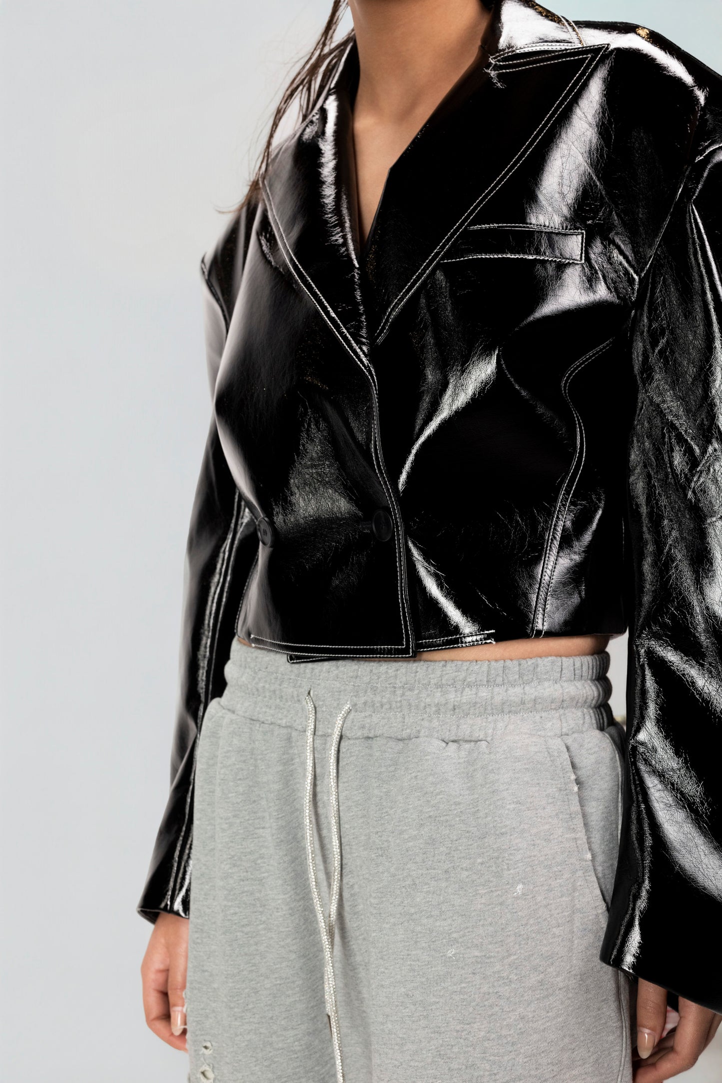 Black Chrome Cropped Jacket