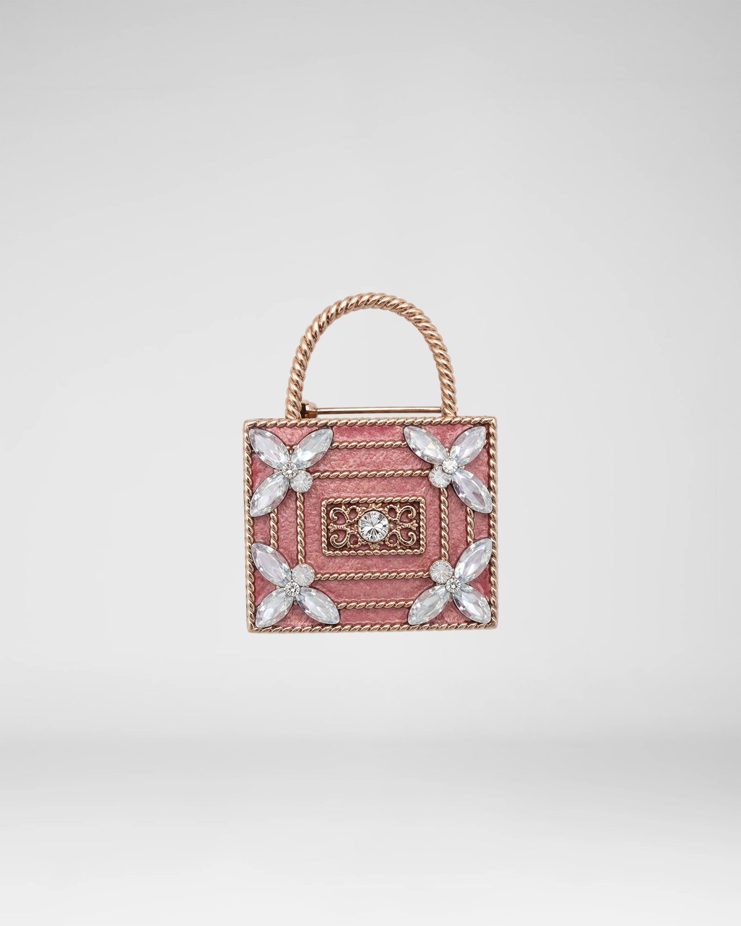 Pink Floral Handbag Brooch
