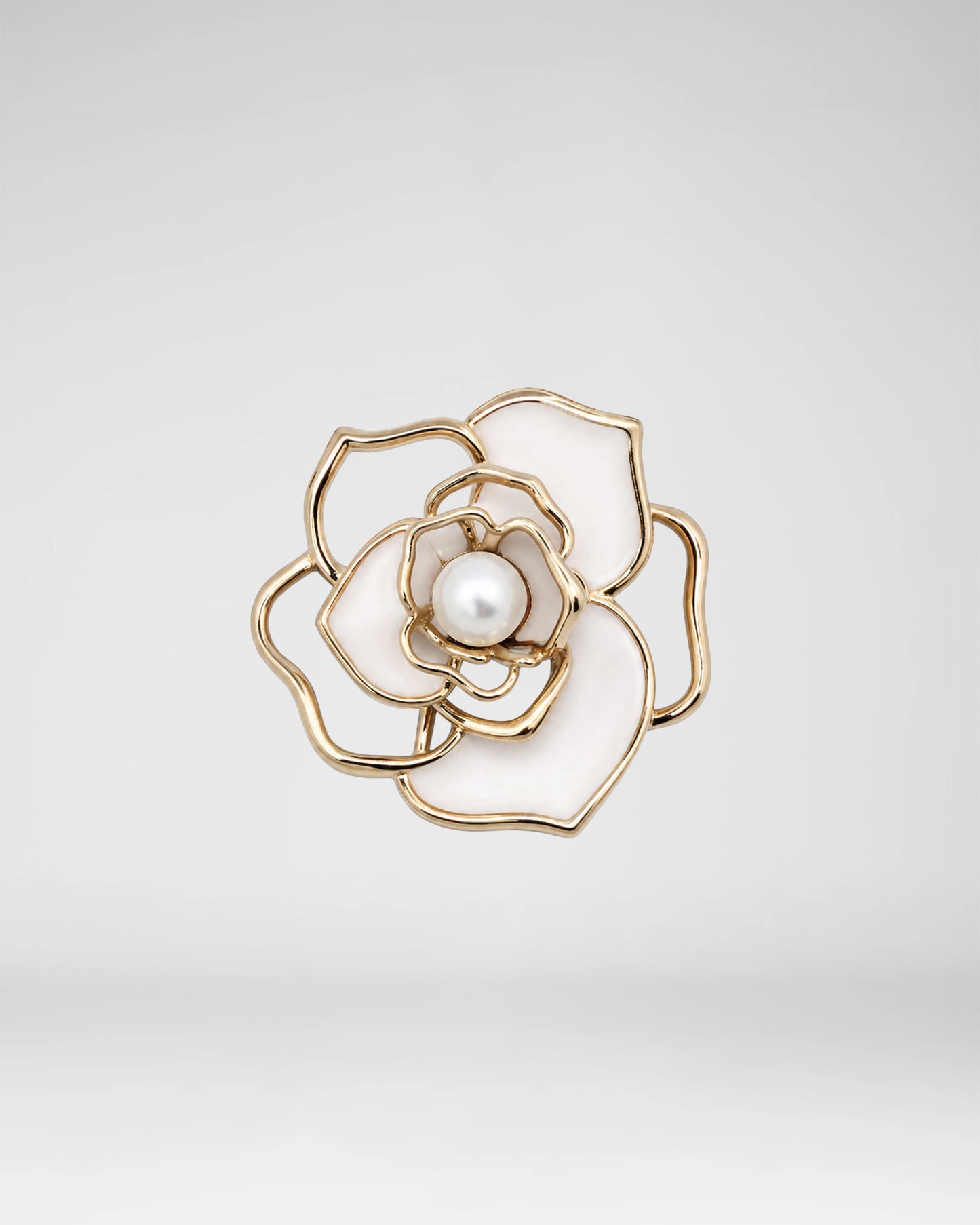 Gold Flower Pearl Brooch