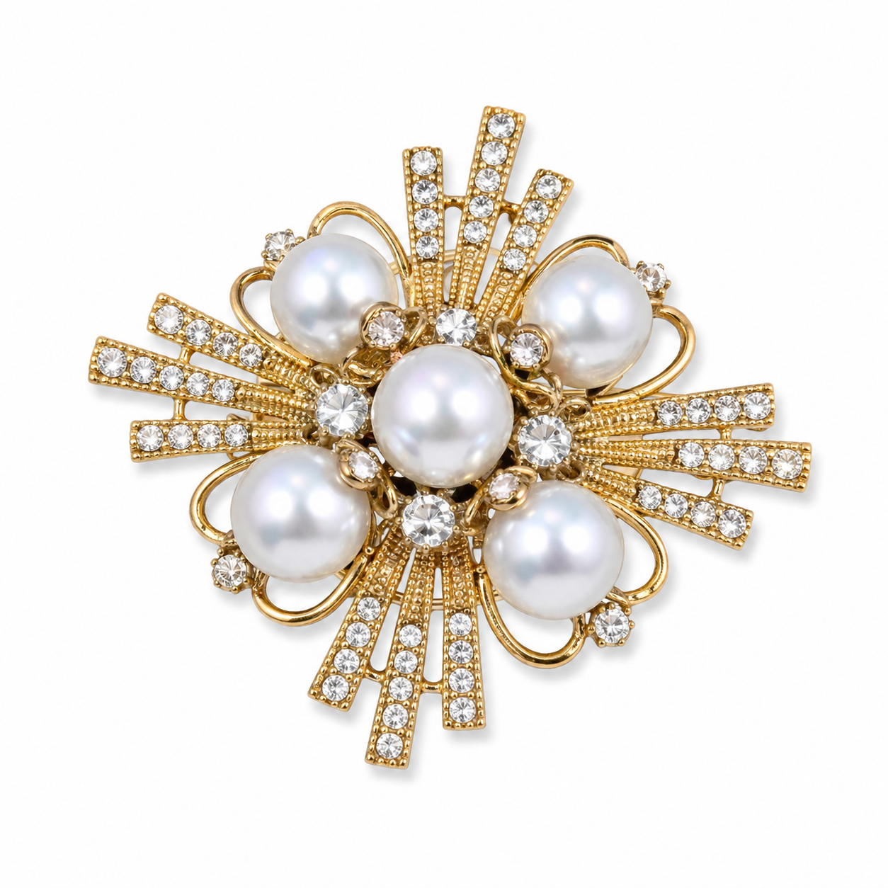 Pearl Radiance Crystal Brooch