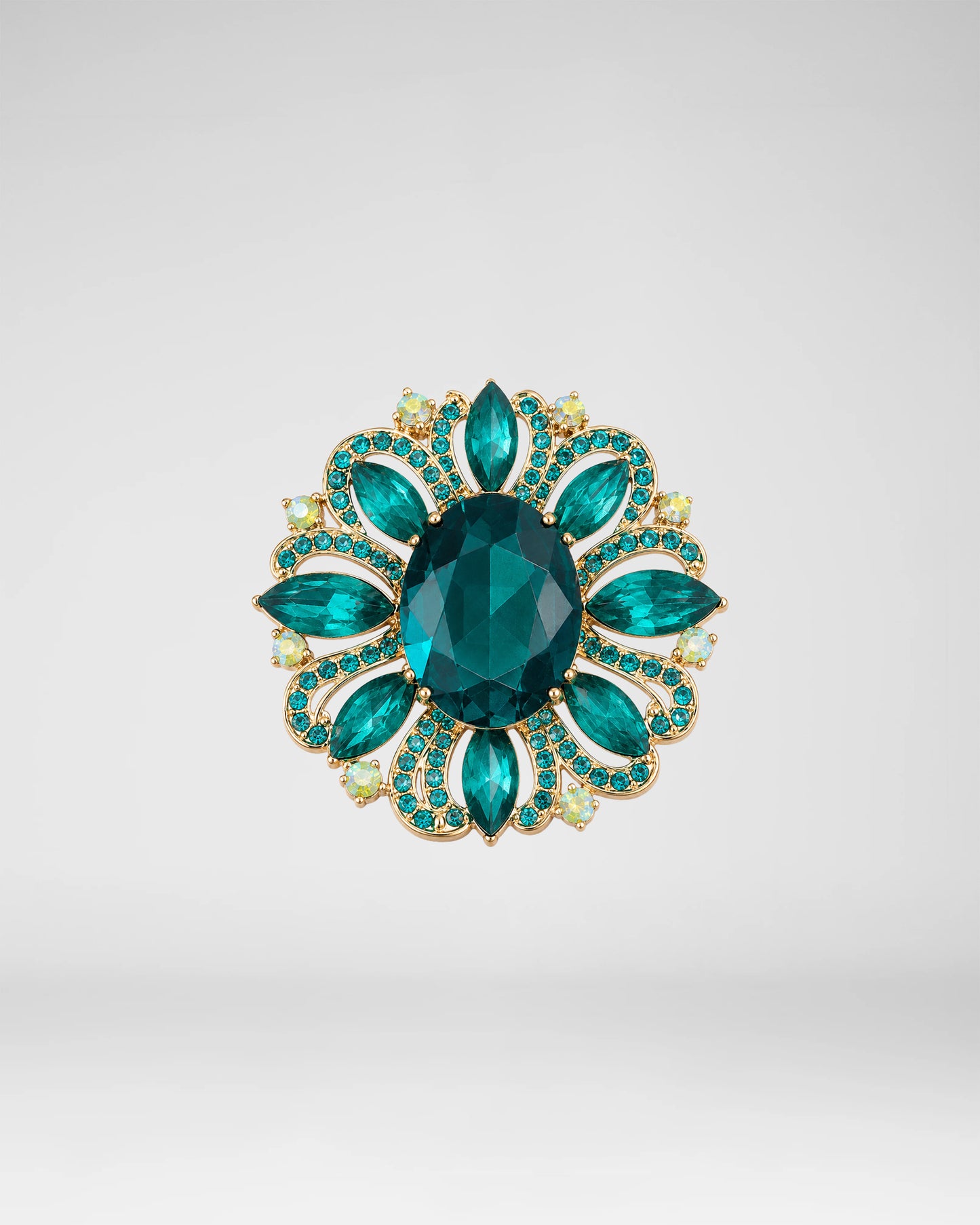Teal Floral Brooch