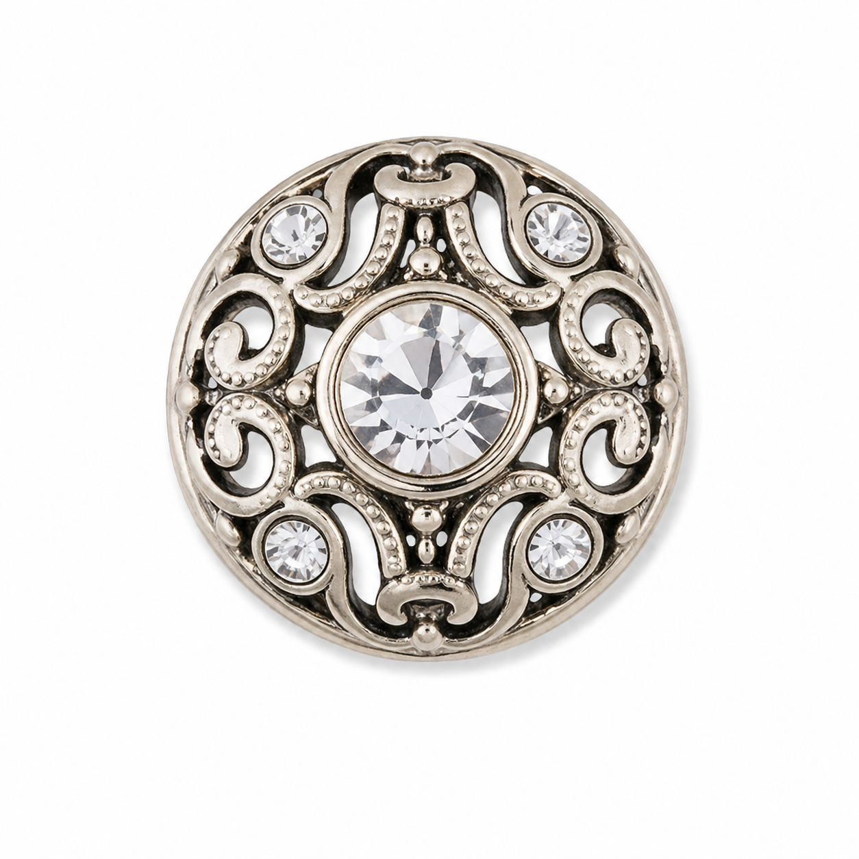 Vintage Crystal Filigree Brooch