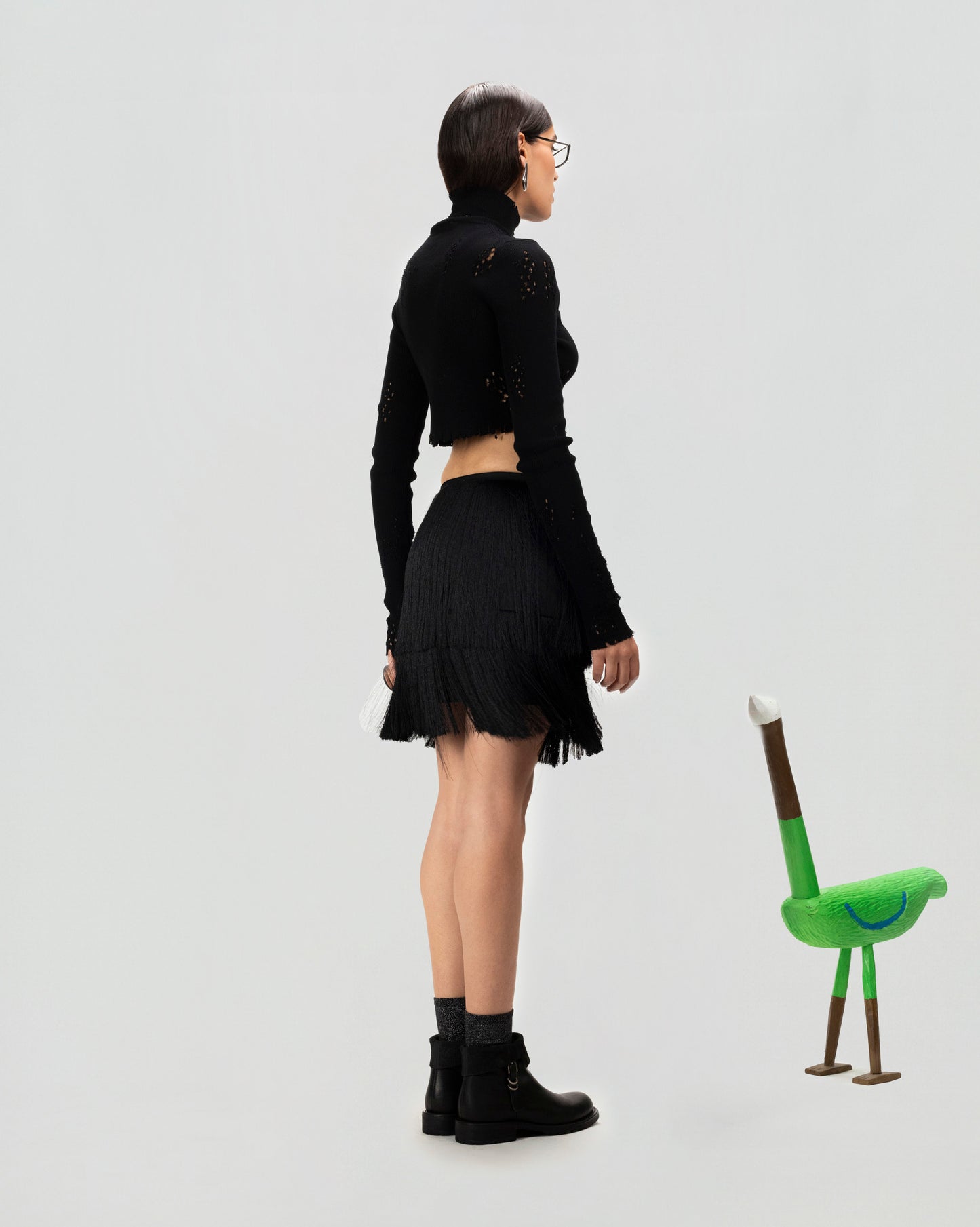 Cutline Cropped Knit Top