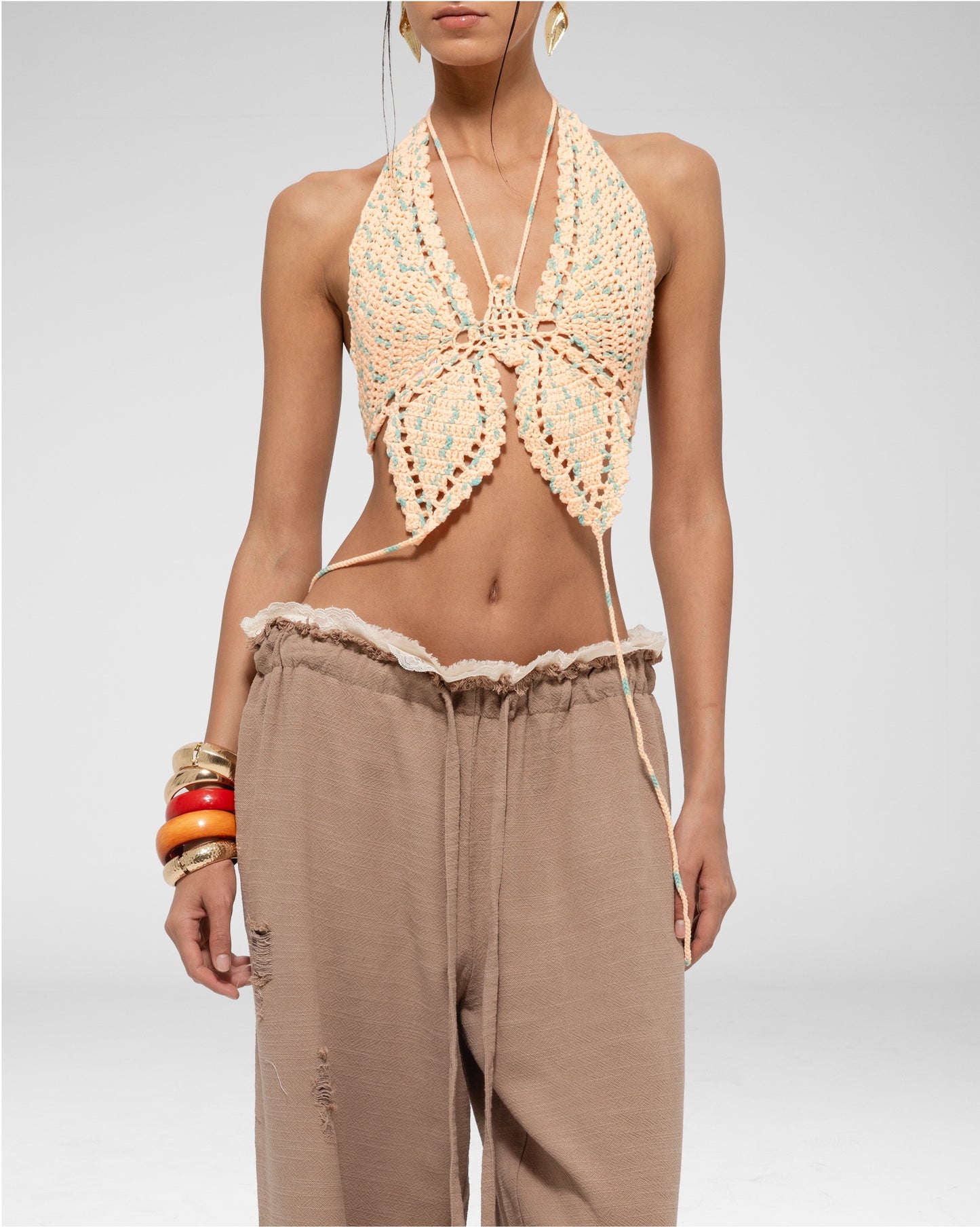 Distressed Wide-Leg Pants