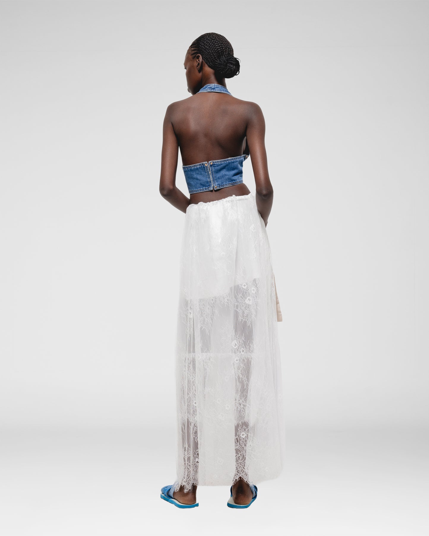 Halter Zip Denim Top