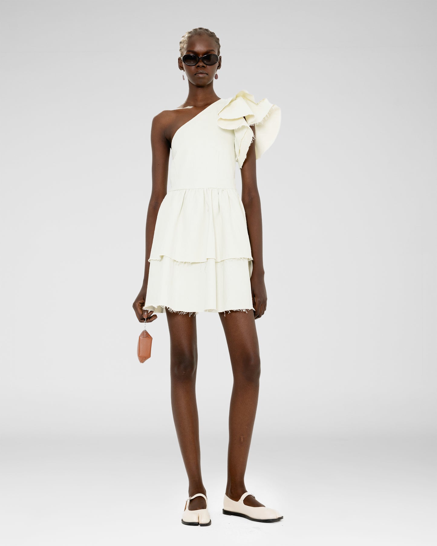 Frayed Edge One-Shoulder Dress