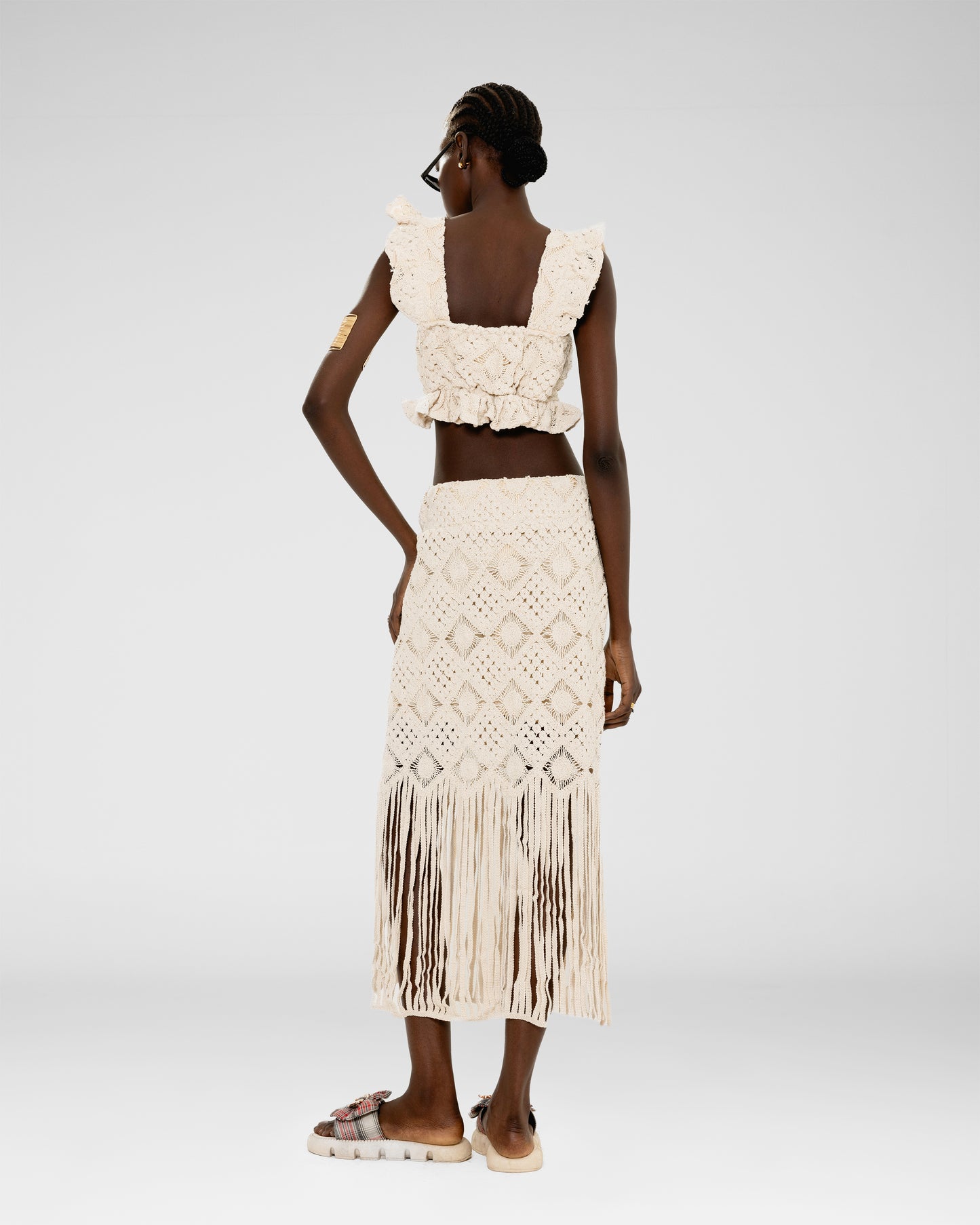 Shell Crochet Tie-Front Top