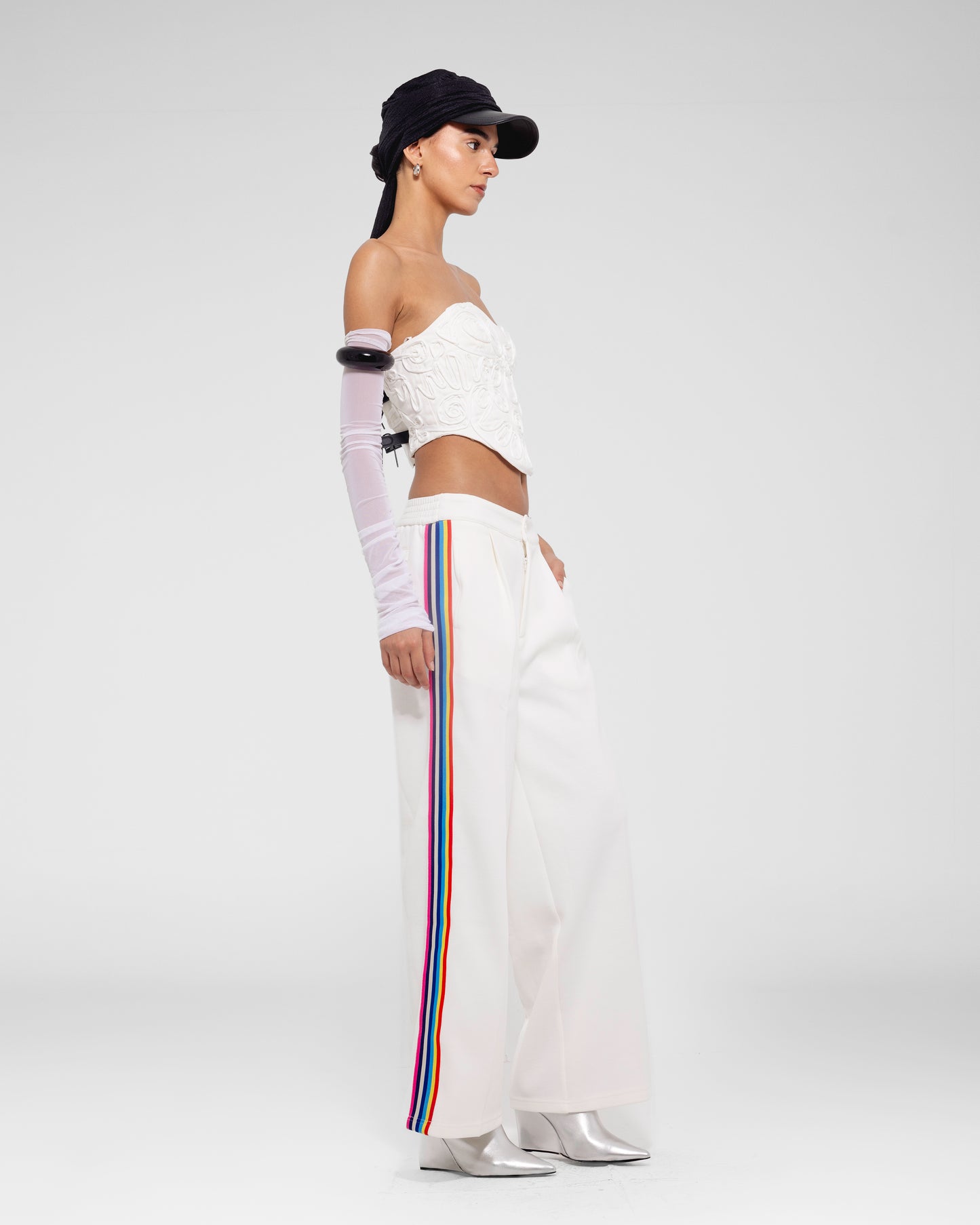 Rainbow Stripe Wide-Leg Trousers