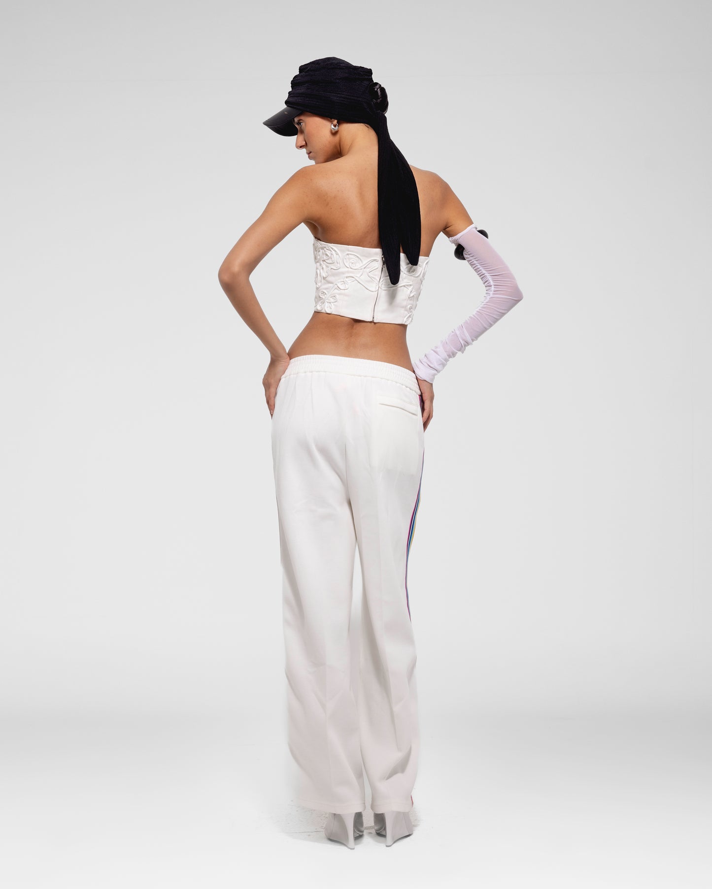 Rainbow Stripe Wide-Leg Trousers