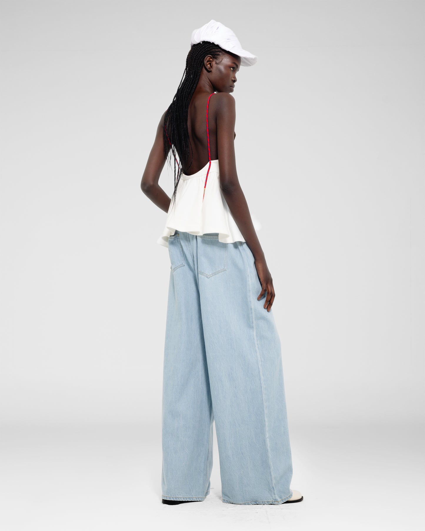 Wide-Leg Light Wash Jeans