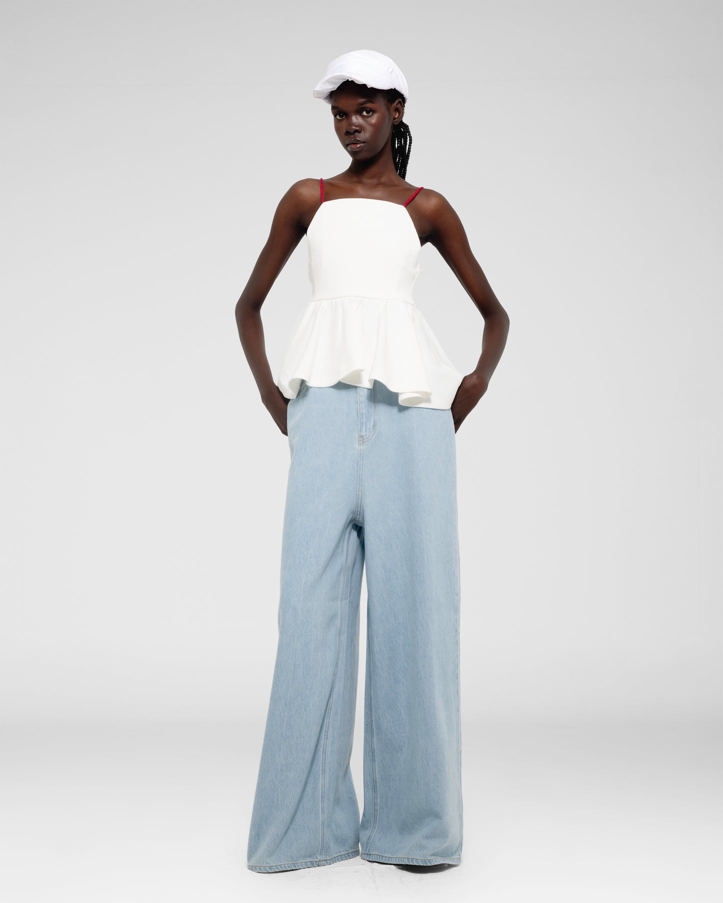 Wide-Leg Light Wash Jeans