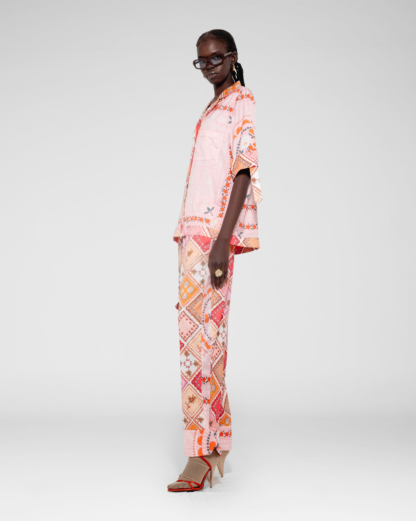 Pink Printed Silk Shirt