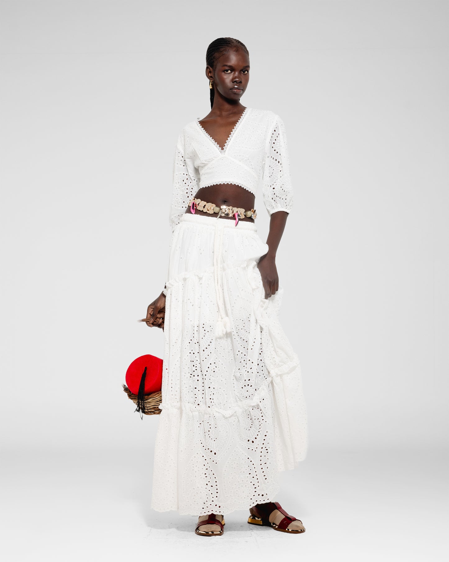 Eyelet Maxi Skirt