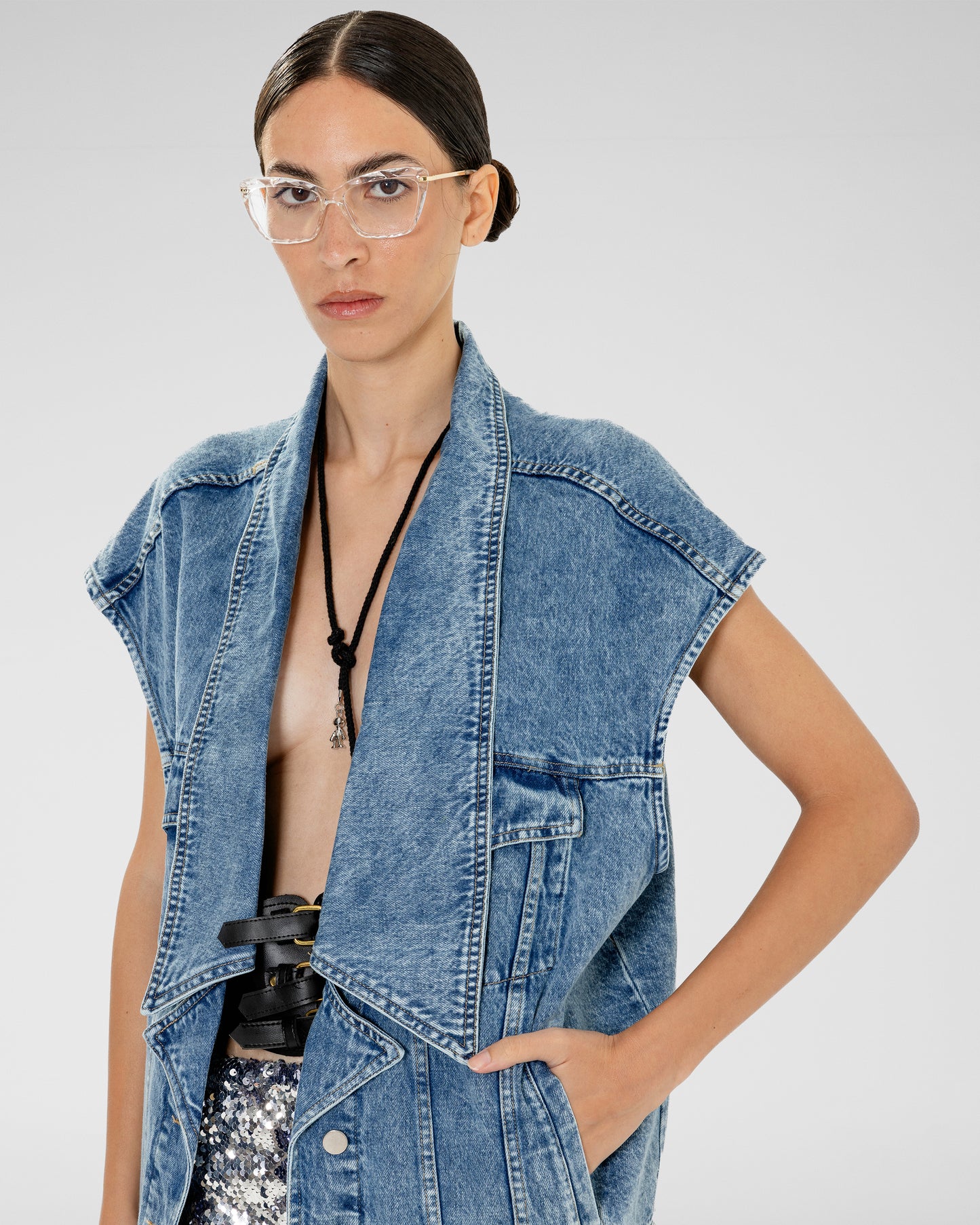 Lapel Denim Vest