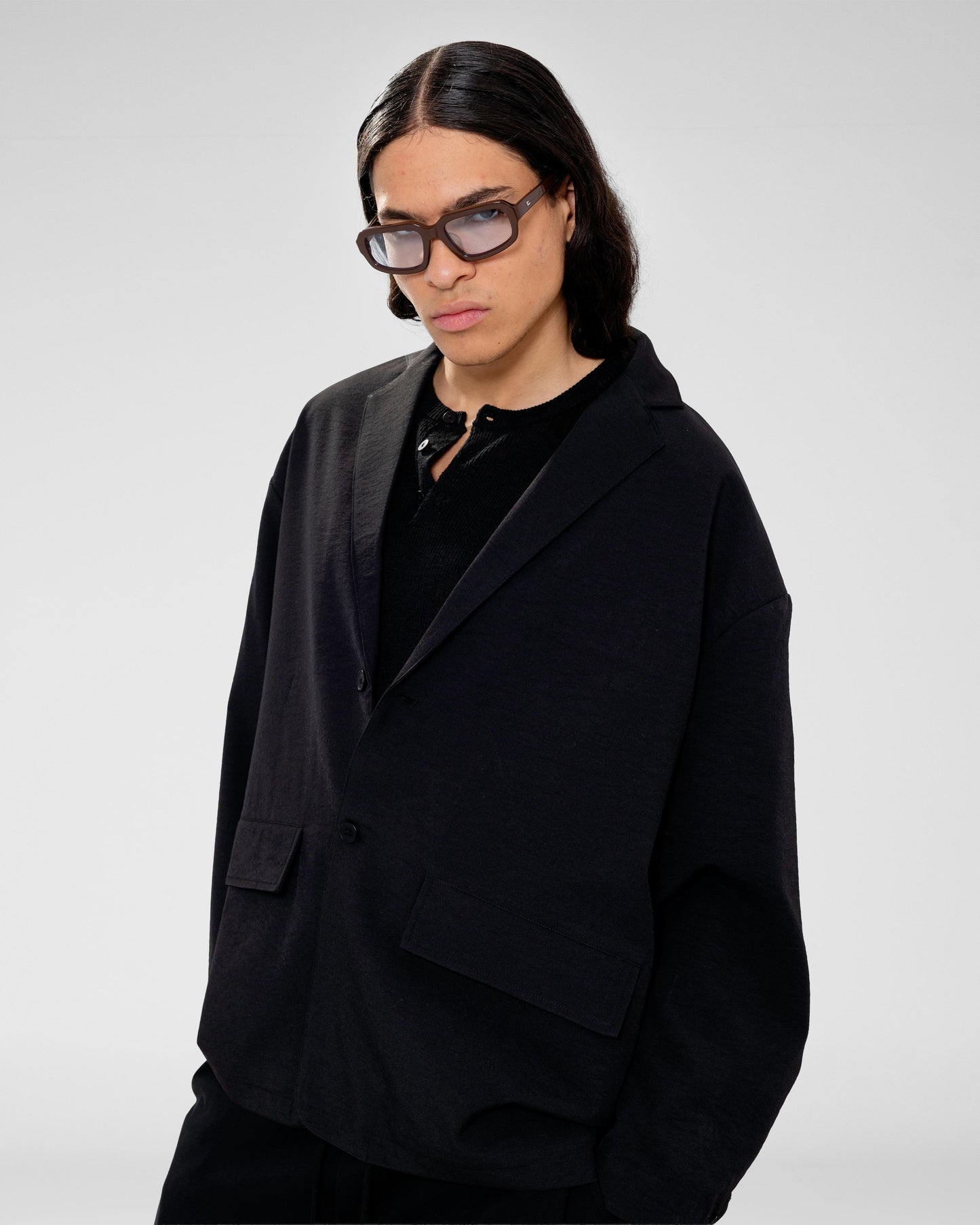 Relaxed Open Collar Jacket