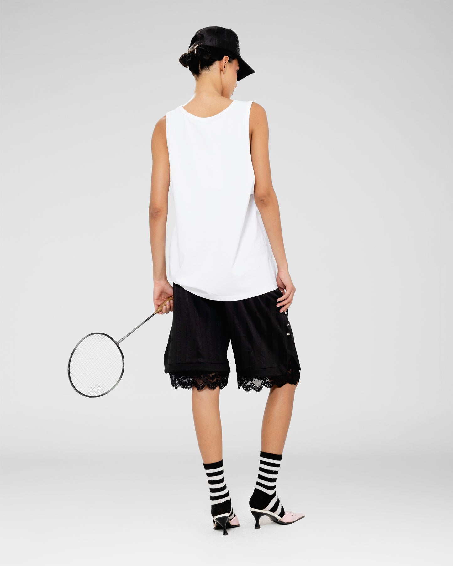 Lace-Hem Varsity Shorts
