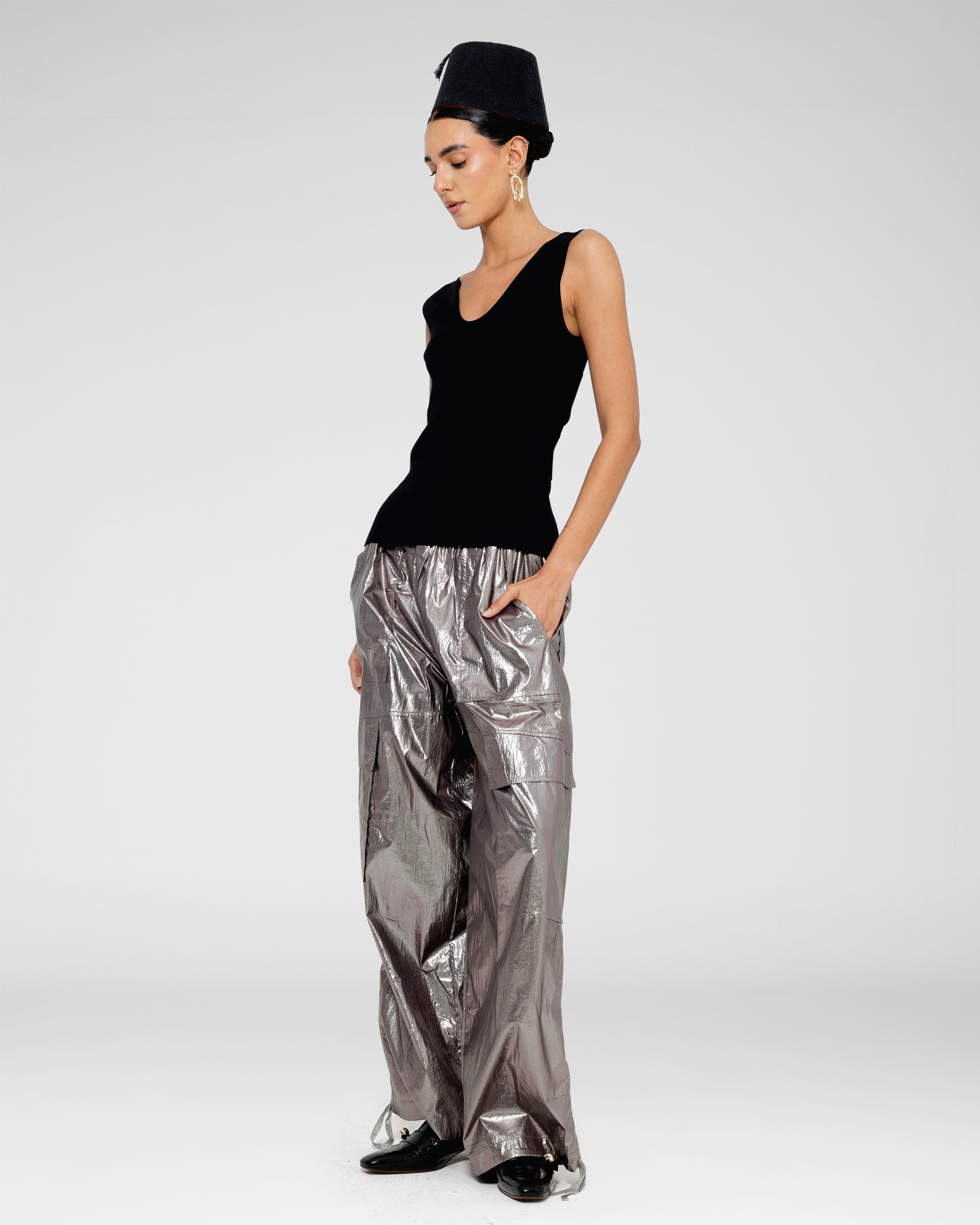 Metallic Cargo Trousers