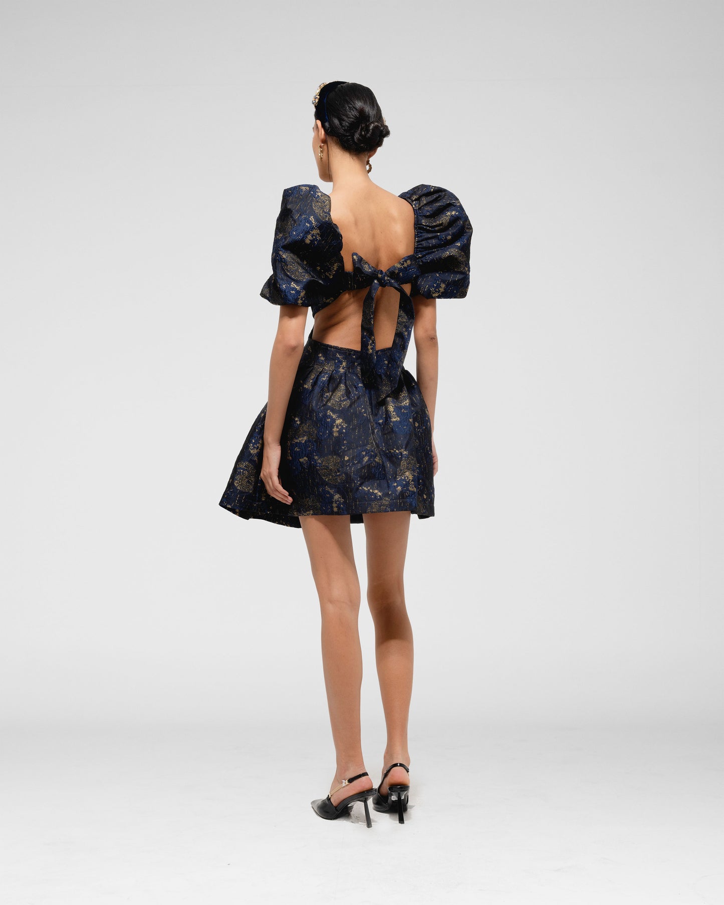 Midnight Garden Puff Dress