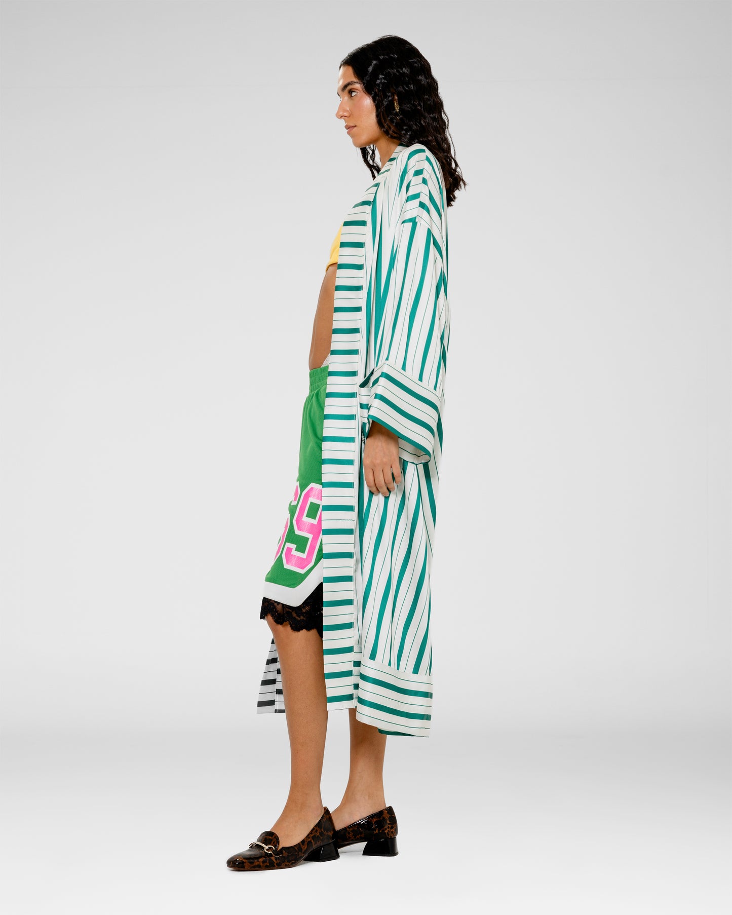 Stripe Silk Kimono