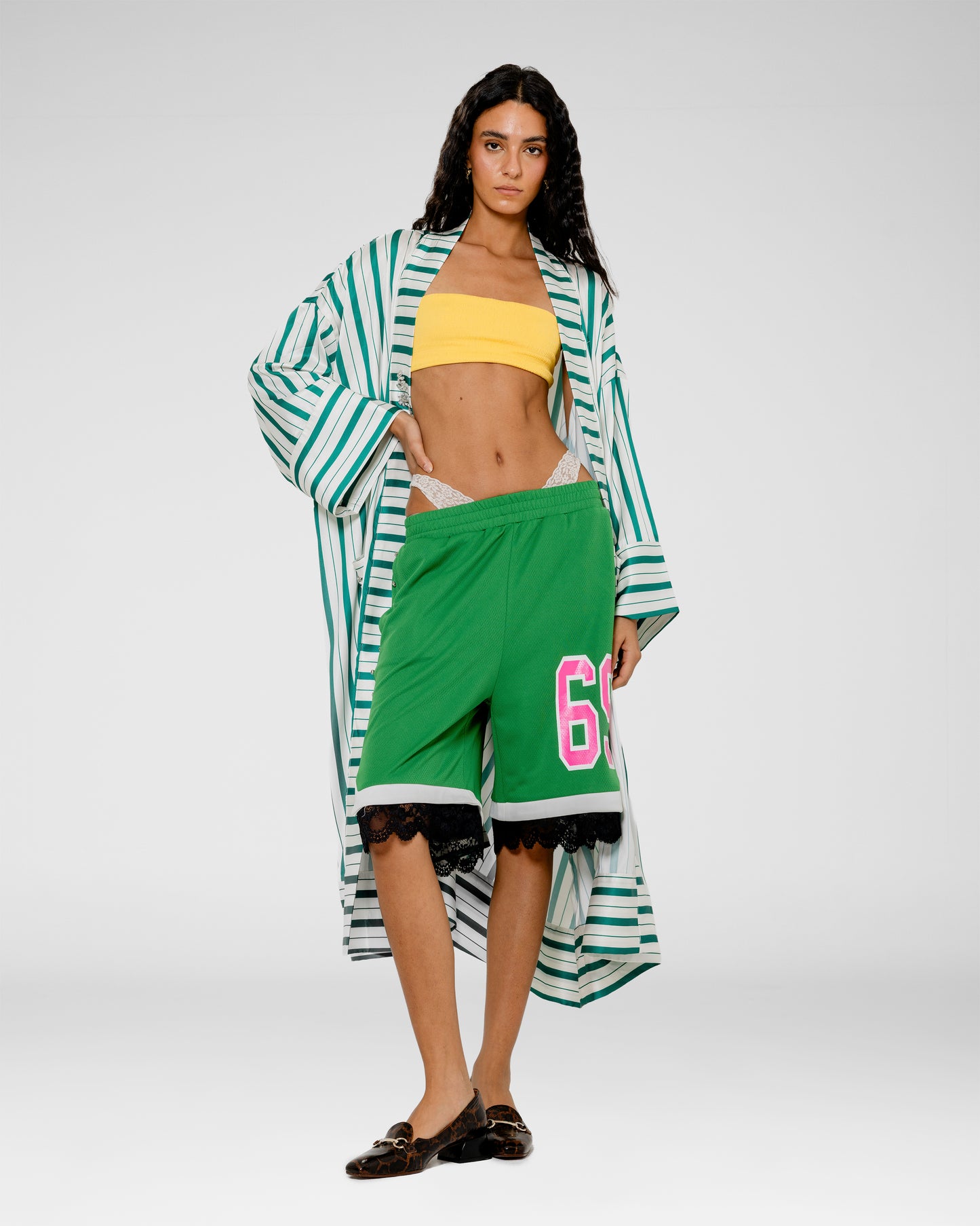 Stripe Silk Kimono