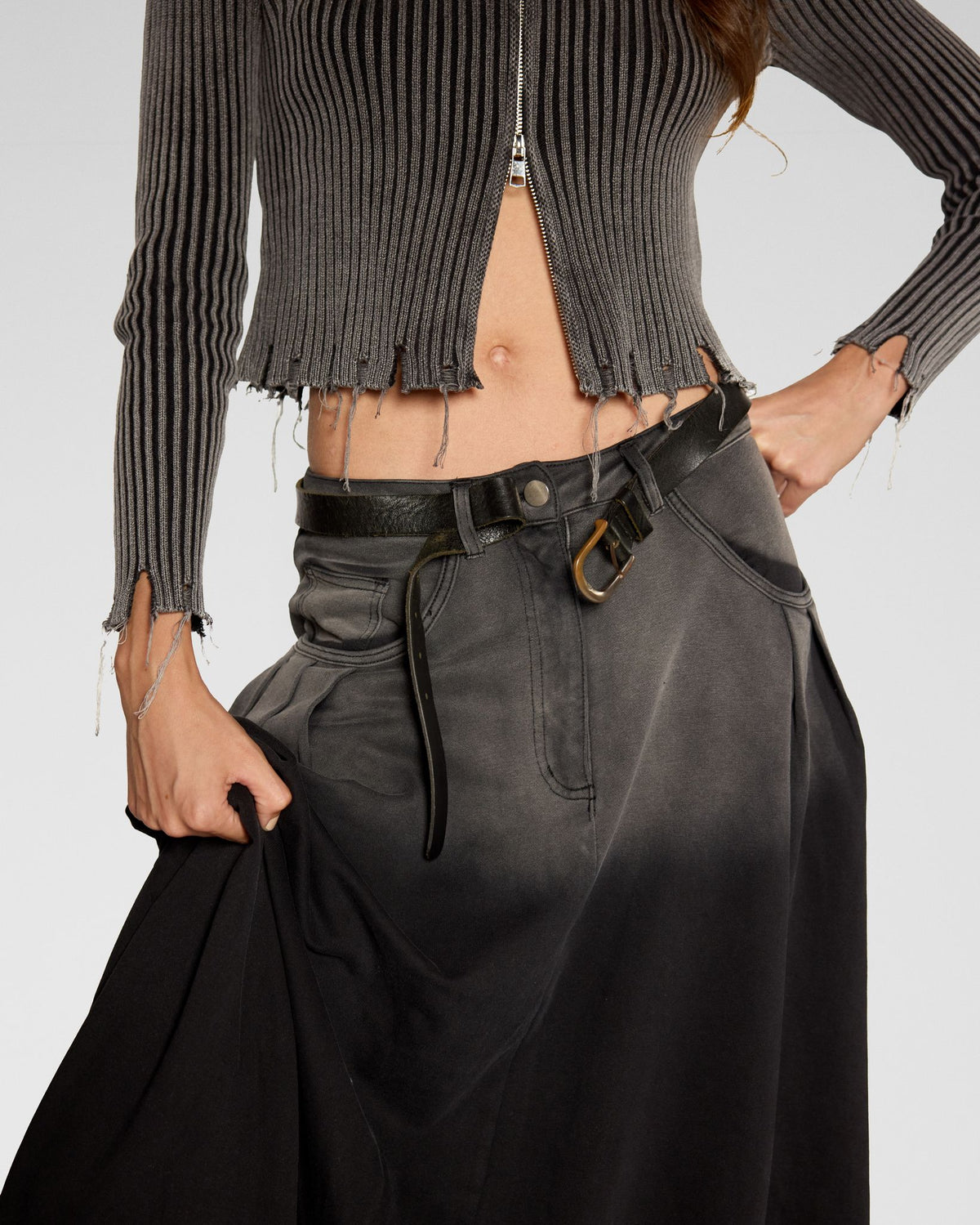 Ribline Zip Knit Top