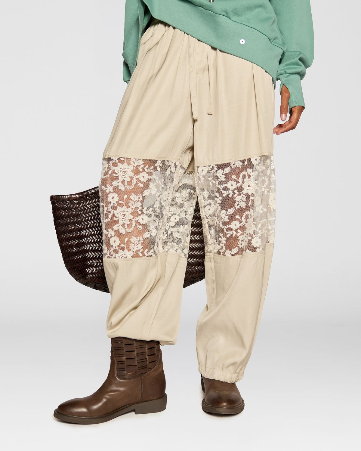 Ivory Trace Panel Pants