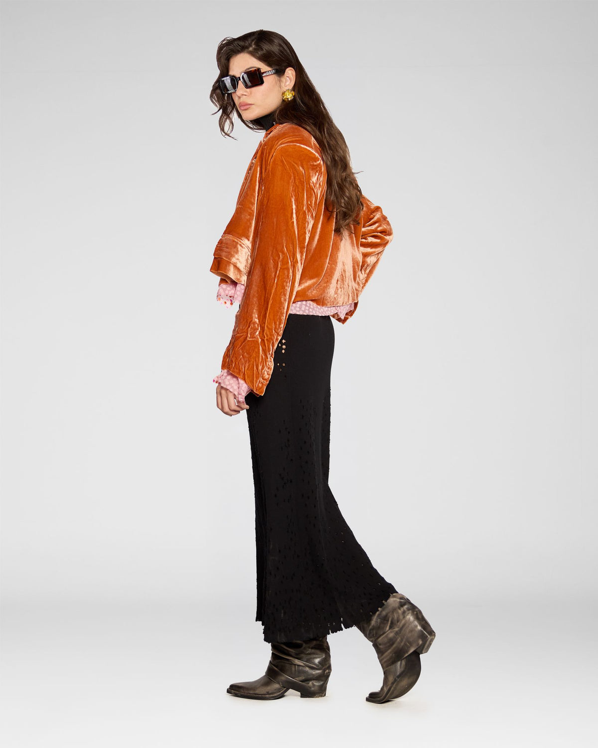 Amber Velvet Crop Blazer