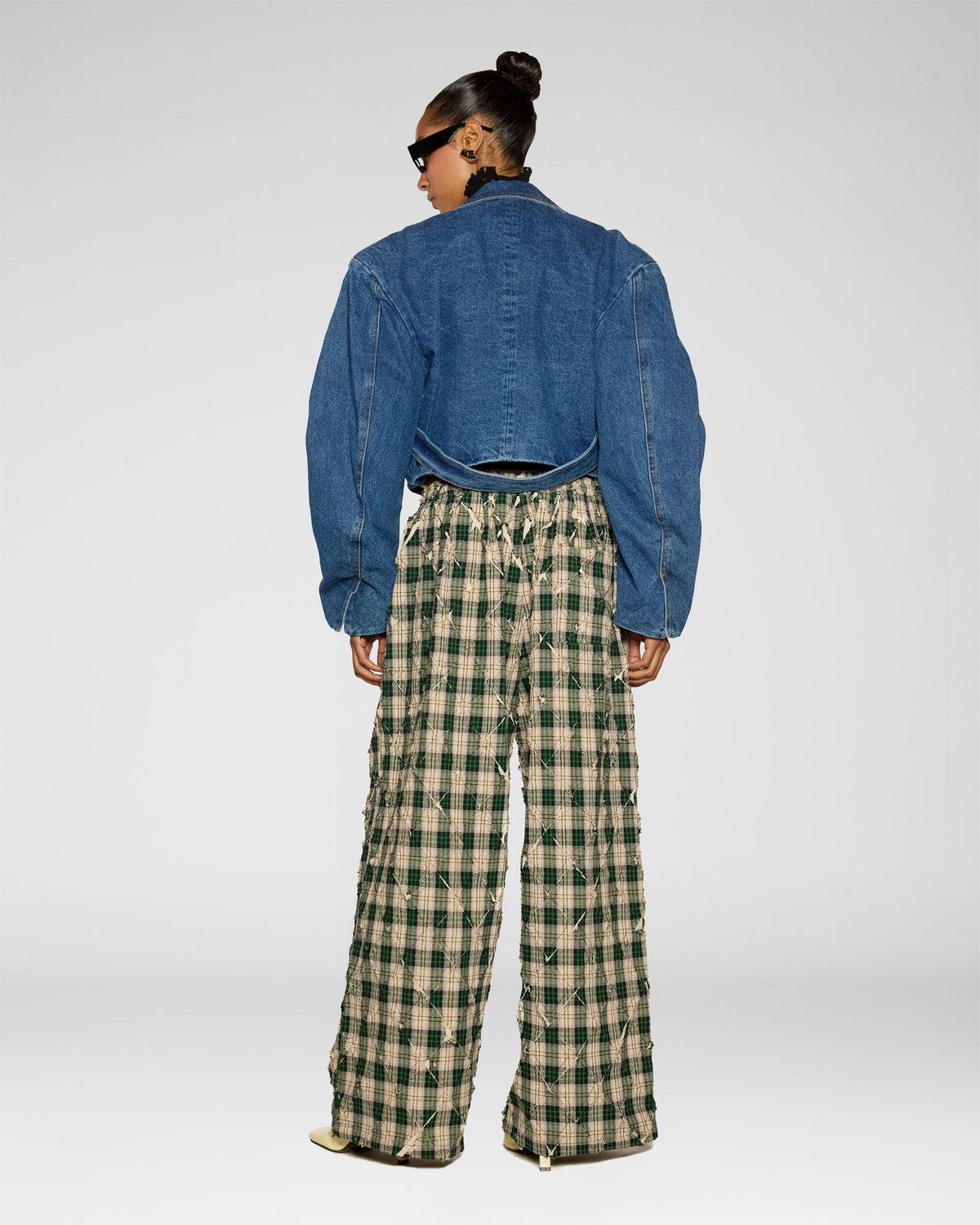 Crinkle Check Easy Pants