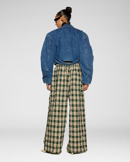 Crinkle Check Easy Pants