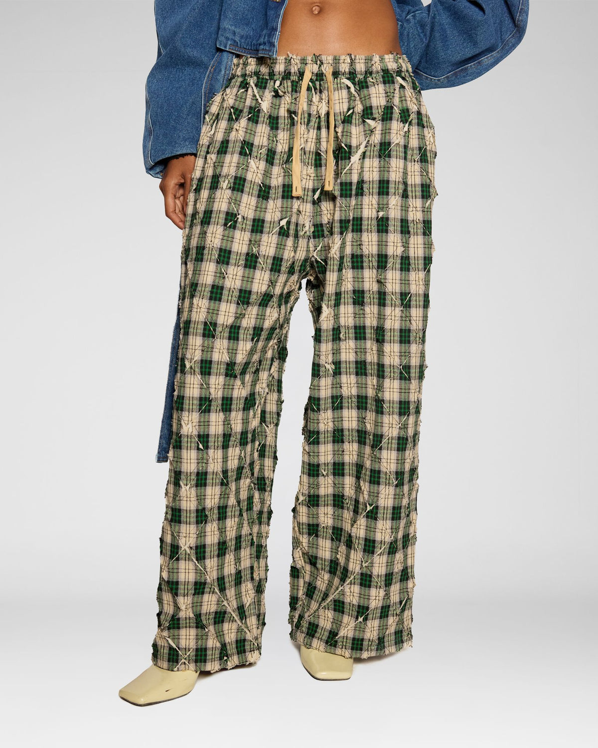 Crinkle Check Easy Pants