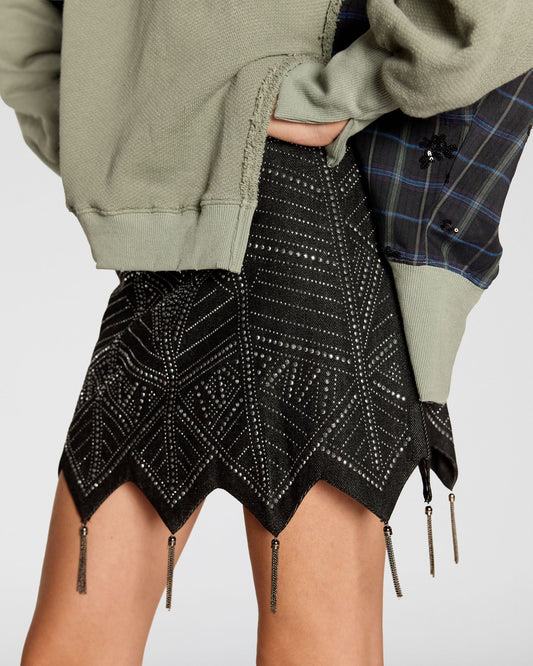 Metallic Stud‑Dot Skirt