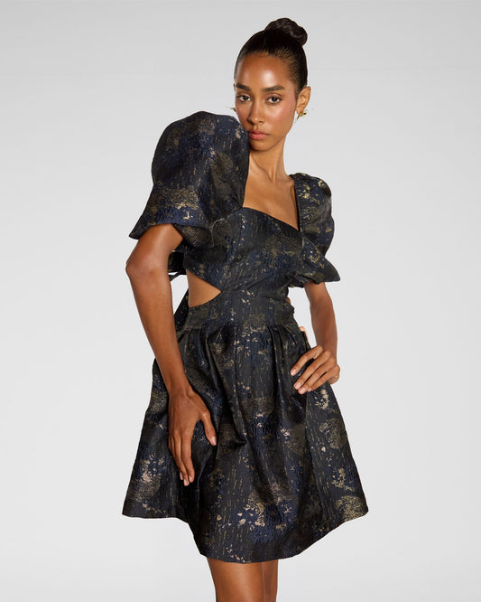 Midnight Garden Puff Dress