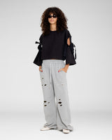Ribbon-Tie Crop Top — Black