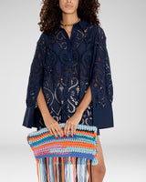 Rainbow Fringe Clutch — blue