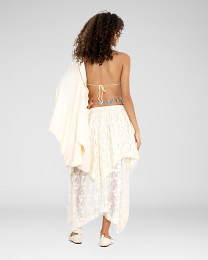 Asymmetrical Lace Overlay Skirt 