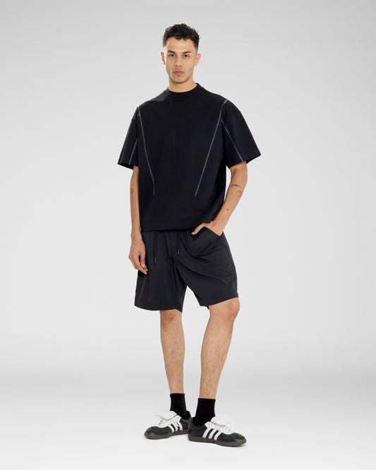 Black Contrast Stitch Oversized T-Shirt