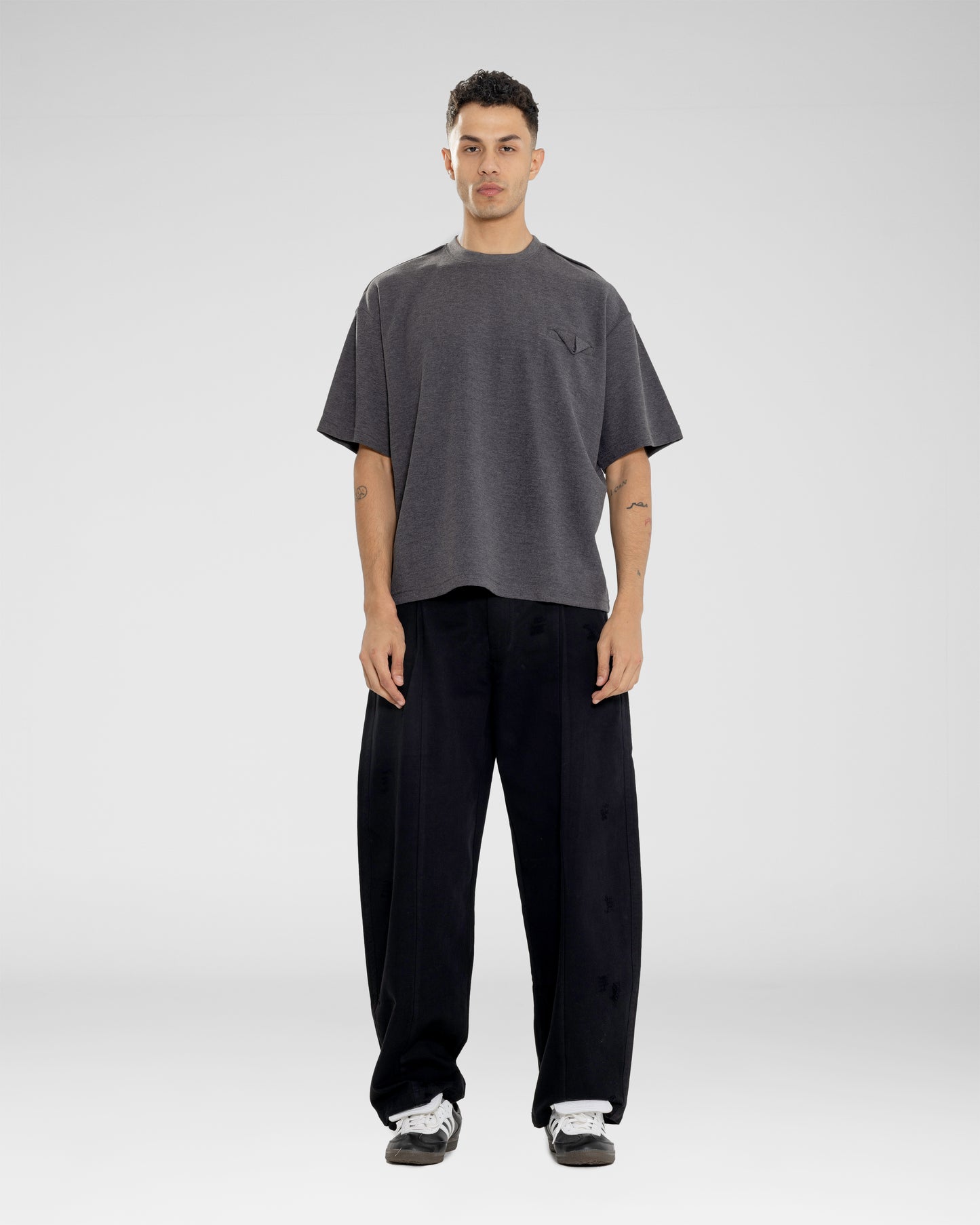 Washed Oversized Tee in Charcoal