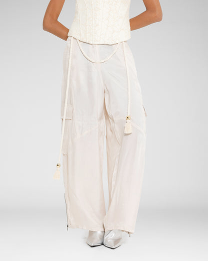 Satin Cargo Pants