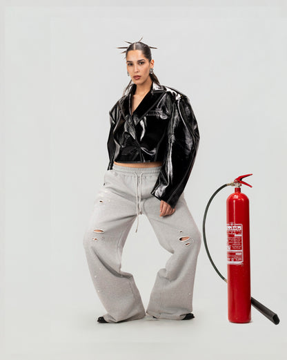 Black Chrome Cropped Jacket