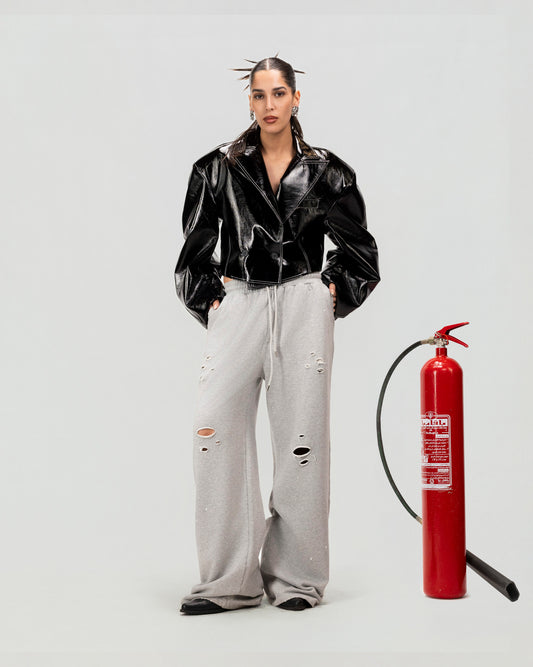 Black Chrome Cropped Jacket