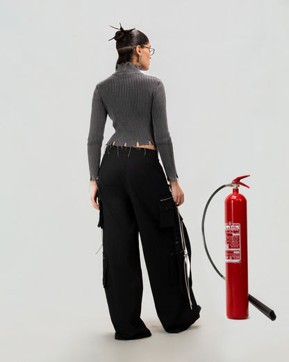 Ribline Zip Knit Top