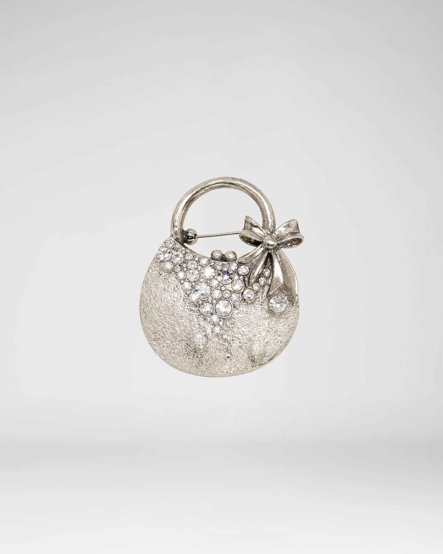 Crystal Bow Medallion Brooch