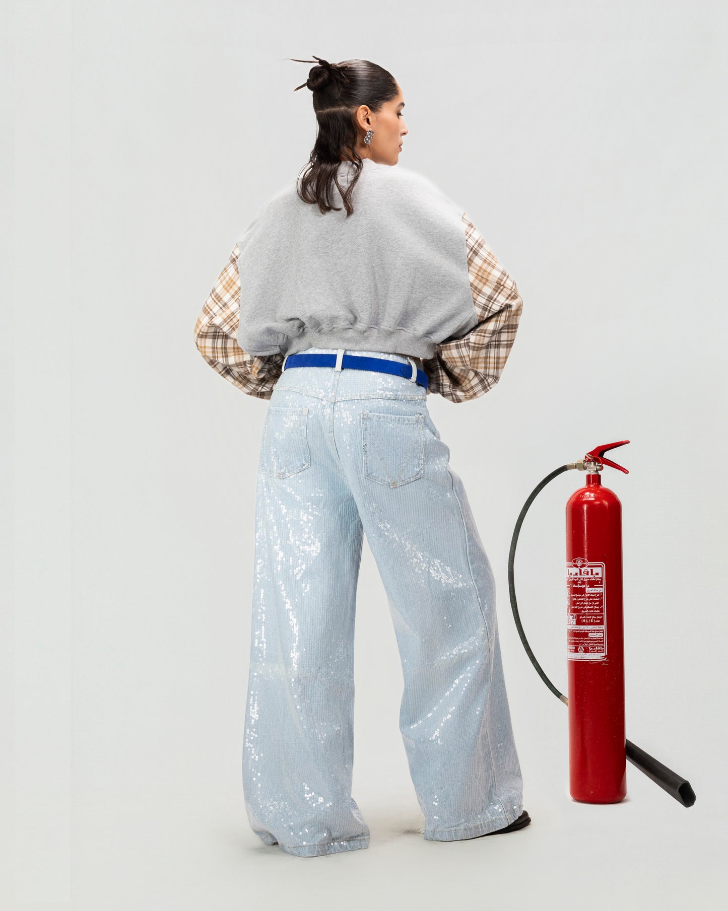 Patchwork Cropped Sweatshirt