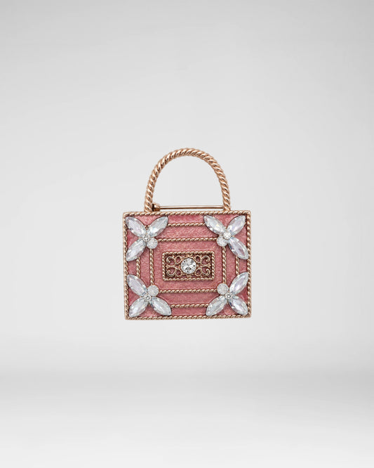 Pink Floral Handbag Brooch