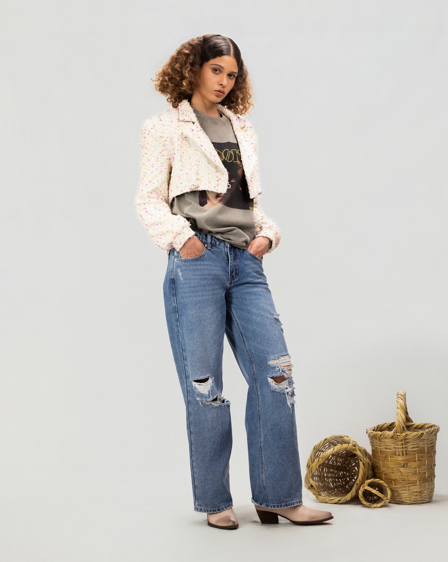 Confetti Tweed Cropped Jacket