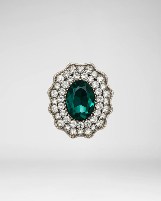 Emerald Halo Brooch