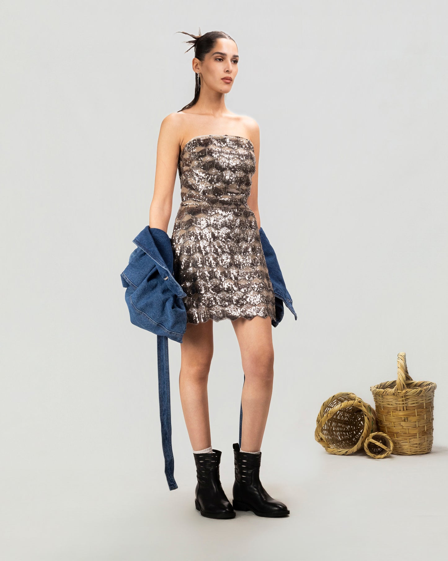 Facet Shine Mini Dress